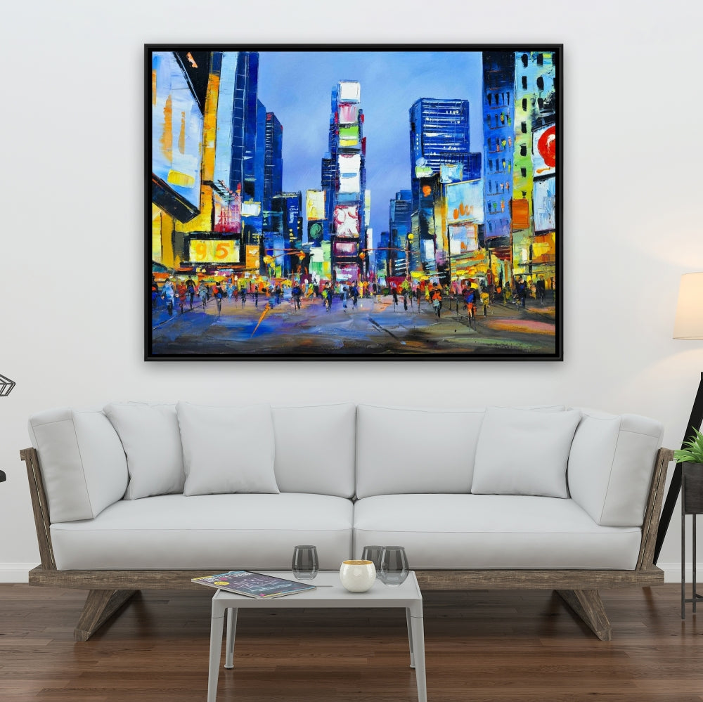 Toile Paysage urbain de Times Square | Décoration d'intérieur encadrée rétro