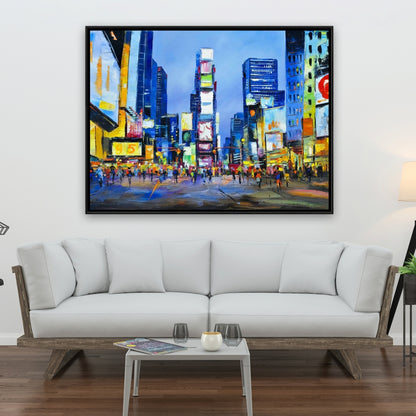 Toile Paysage urbain de Times Square | Décoration d'intérieur encadrée rétro