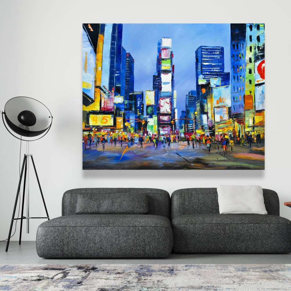 Retro Cityscape Times Square Canvas | Home Decor Wall Art