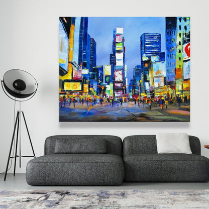 Retro Cityscape Times Square Canvas | Home Decor Wall Art