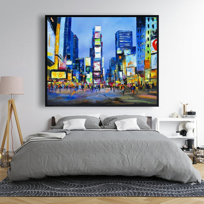 Toile Paysage urbain de Times Square | Décoration d'intérieur encadrée rétro