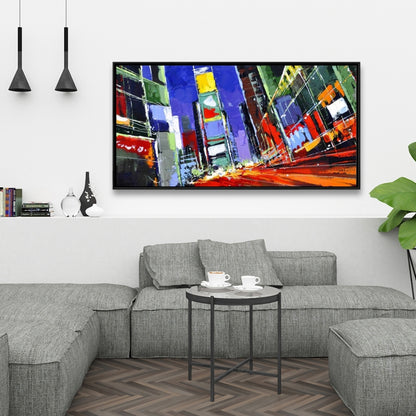 Toile colorée de Times Square la nuit - Décoration d'intérieur moderne