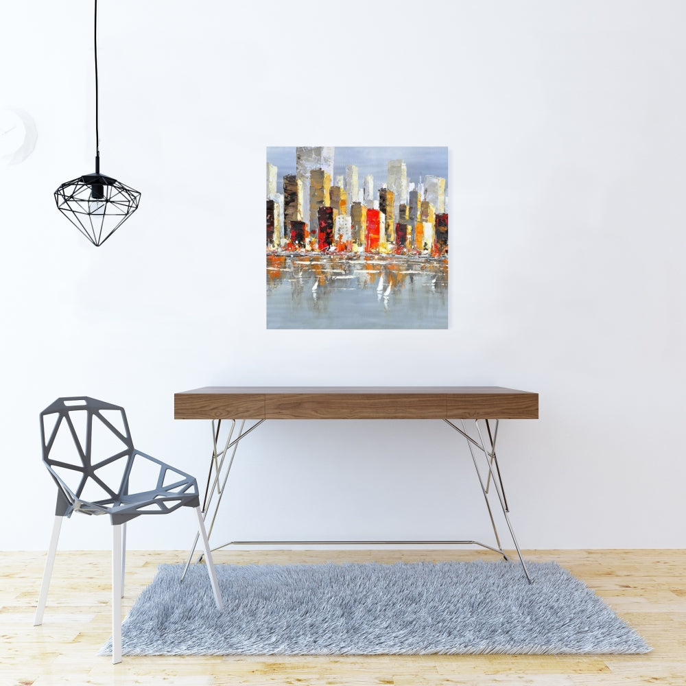 Colorful Buildings Canvas | Water Reflection Home Decor