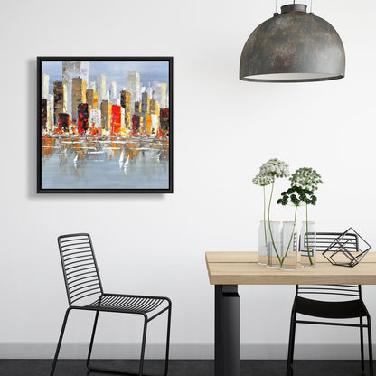 Toile colorée | Cadre gris | Décor de réflexion sur l'eau