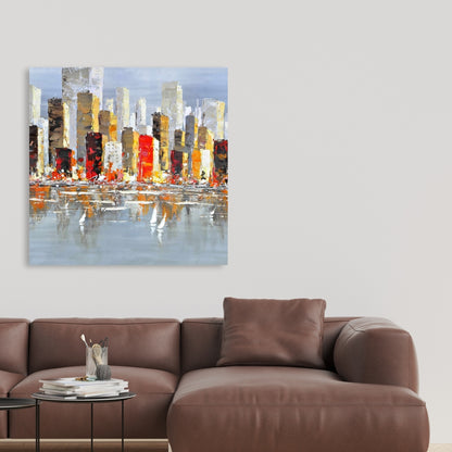 Colorful Buildings Canvas | Water Reflection Home Decor