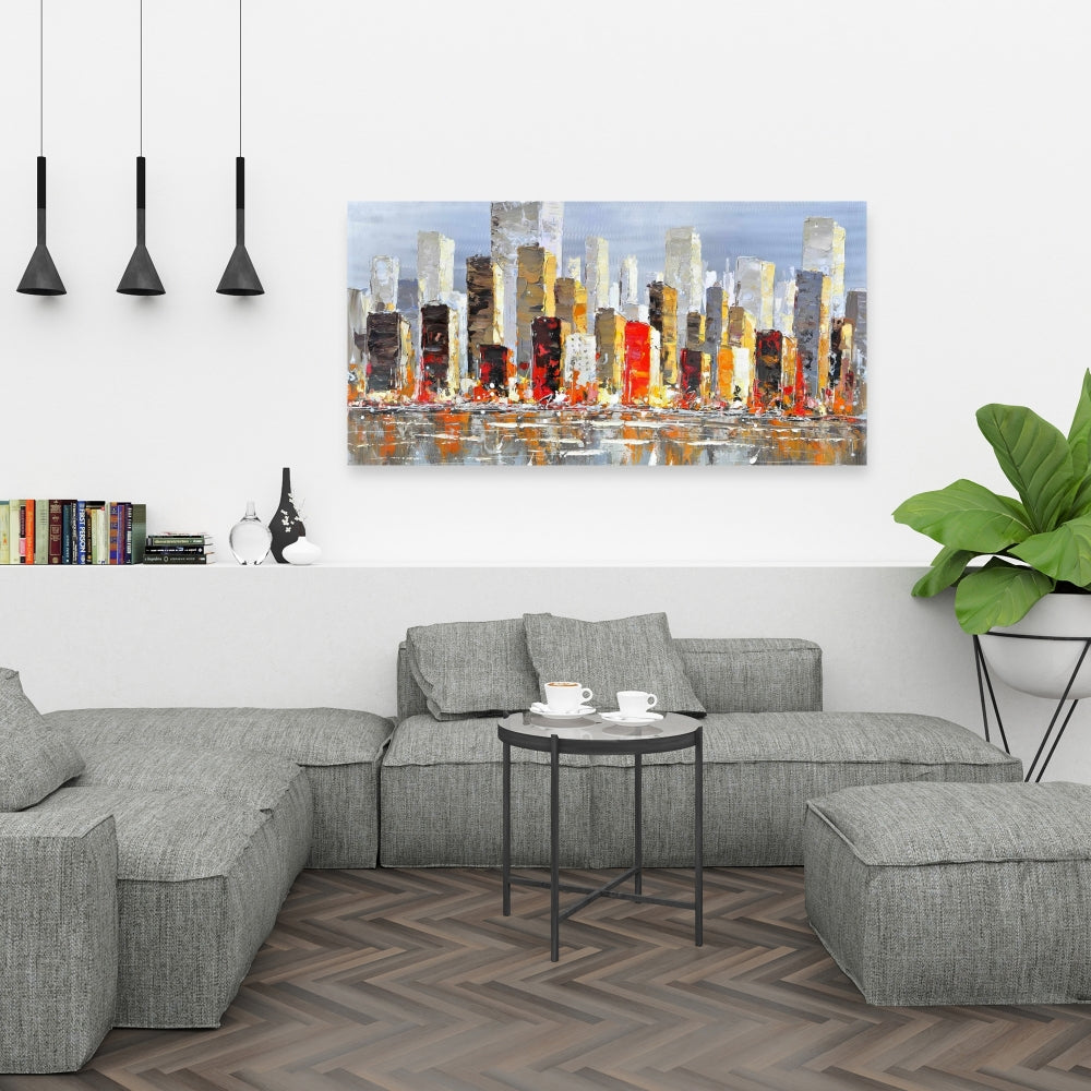 Colorful Buildings Canvas | Water Reflection Home Decor