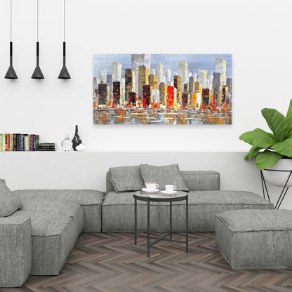 Colorful Buildings Canvas | Water Reflection Home Decor