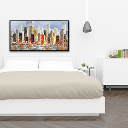 Toile colorée | Cadre gris | Décor de réflexion sur l'eau