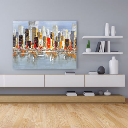 Colorful Buildings Canvas | Water Reflection Home Decor