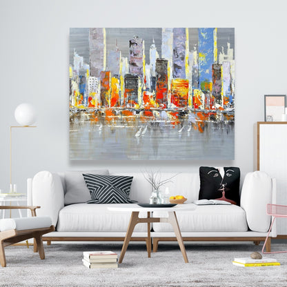 Color Splash Cityscape Canvas | Blue Wall Art for Home Decor