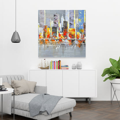 Color Splash Cityscape Canvas | Blue Wall Art for Home Decor