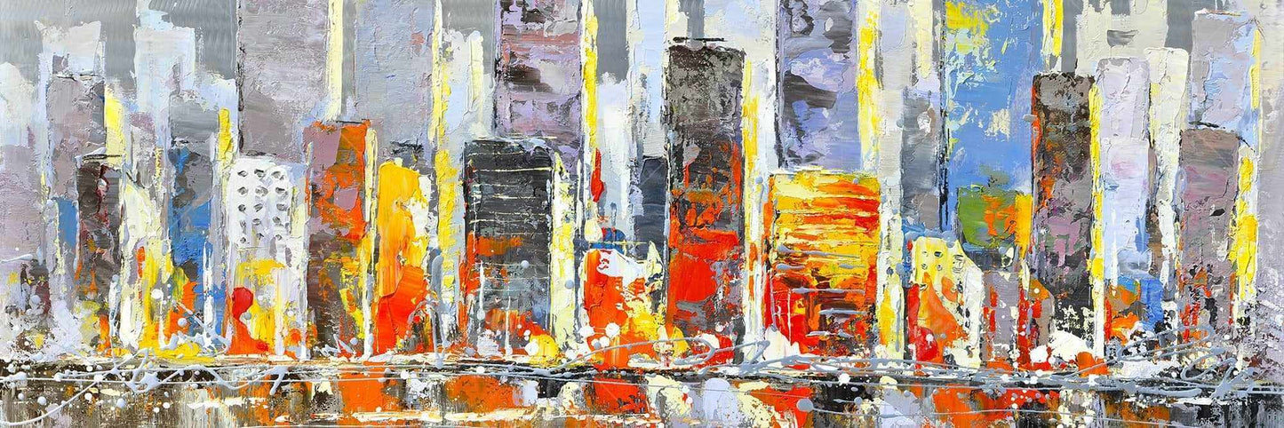 Toile encadrée Paysage urbain coloré | Décoration d'intérieur Villes bleues