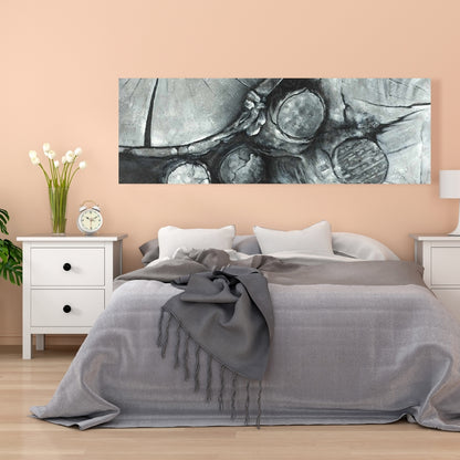 White Bedroom Canvas - Textured Wooden Logs Home Decor