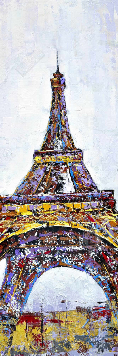 Toile de chambre à coucher avec bâtiment jaune | Peinture abstraite sur la Tour Eiffel