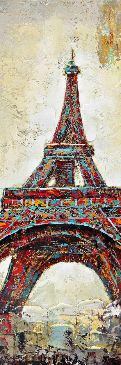 Toile d'architecture jaune - Décoration d'intérieur abstraite Tour Eiffel