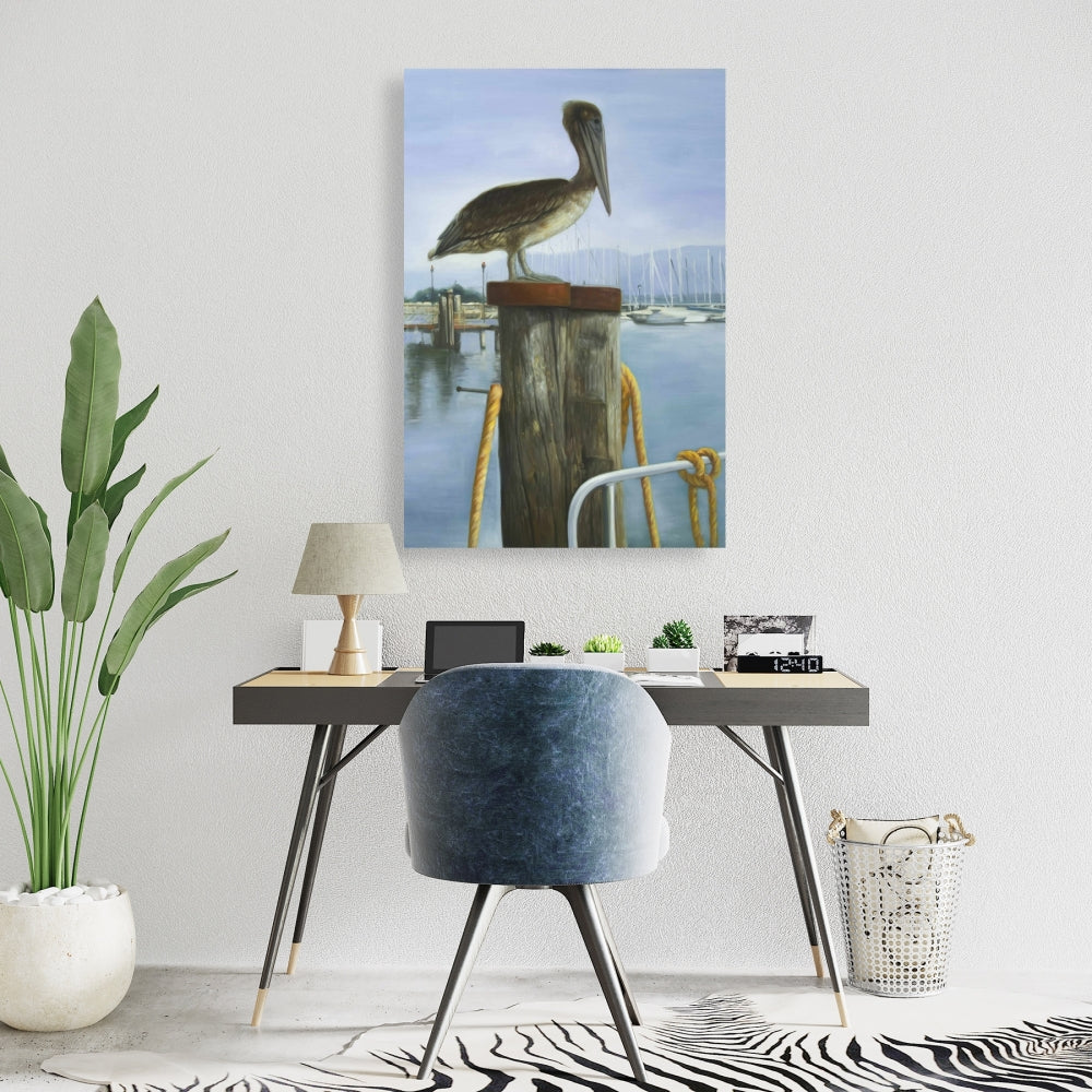Pelican Blue Canvas for Bathroom | Animal Home Decor Wall Art