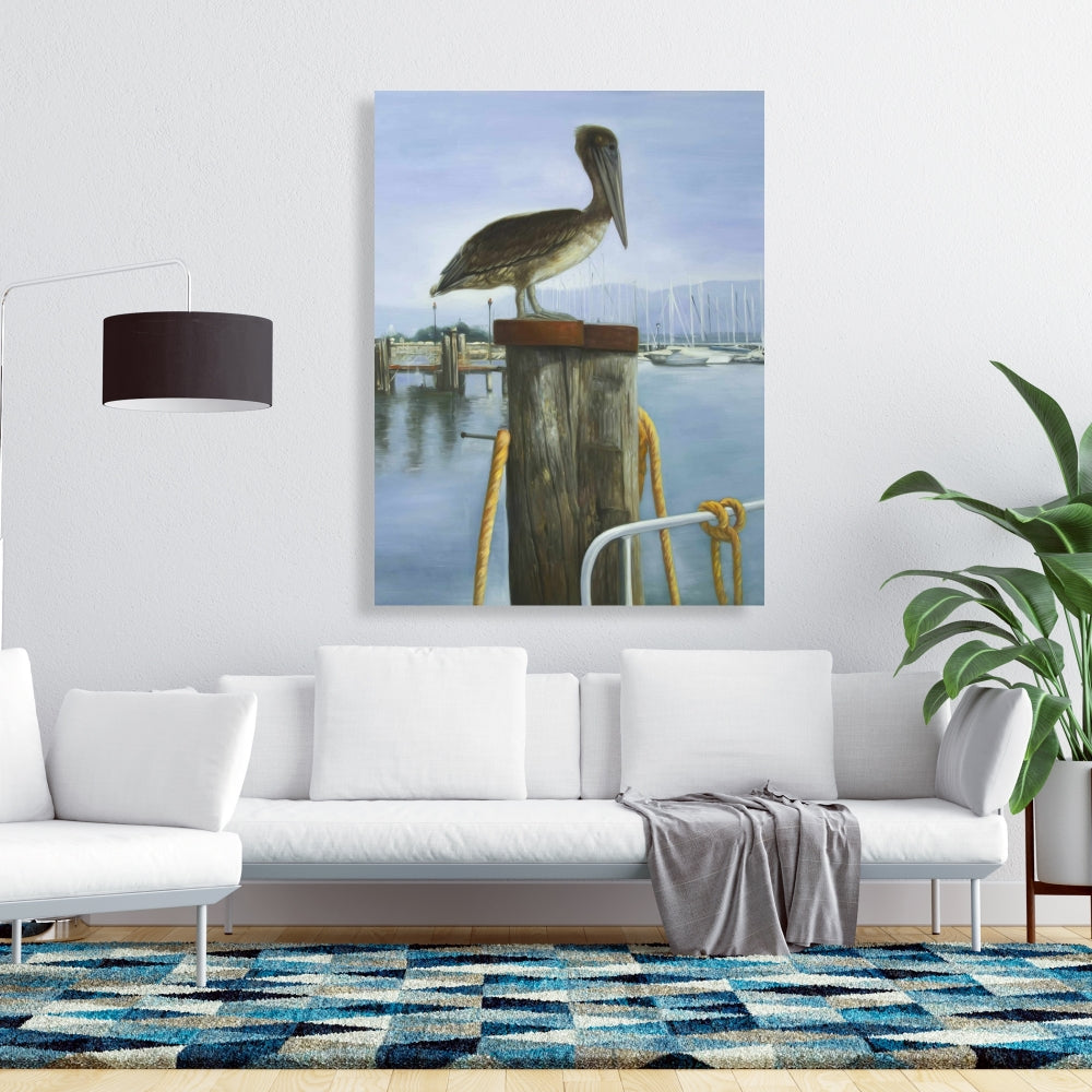 Pelican Blue Canvas for Bathroom | Animal Home Decor Wall Art