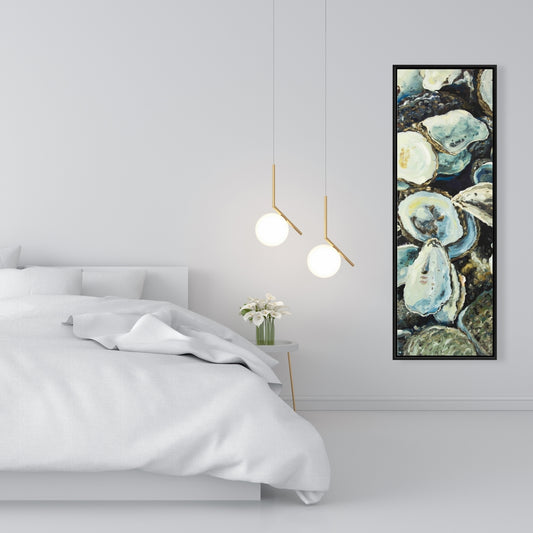 Oyster Shells Coastal Aquatic Framed Canvas | Home Decor