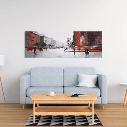 Classic Street Scene Gray Canvas | Home Decor Wall Art