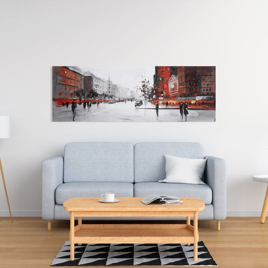 Classic Street Scene Gray Canvas | Home Decor Wall Art