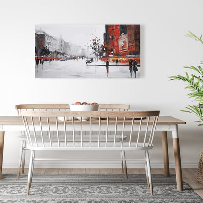Classic Street Scene Gray Canvas | Home Decor Wall Art