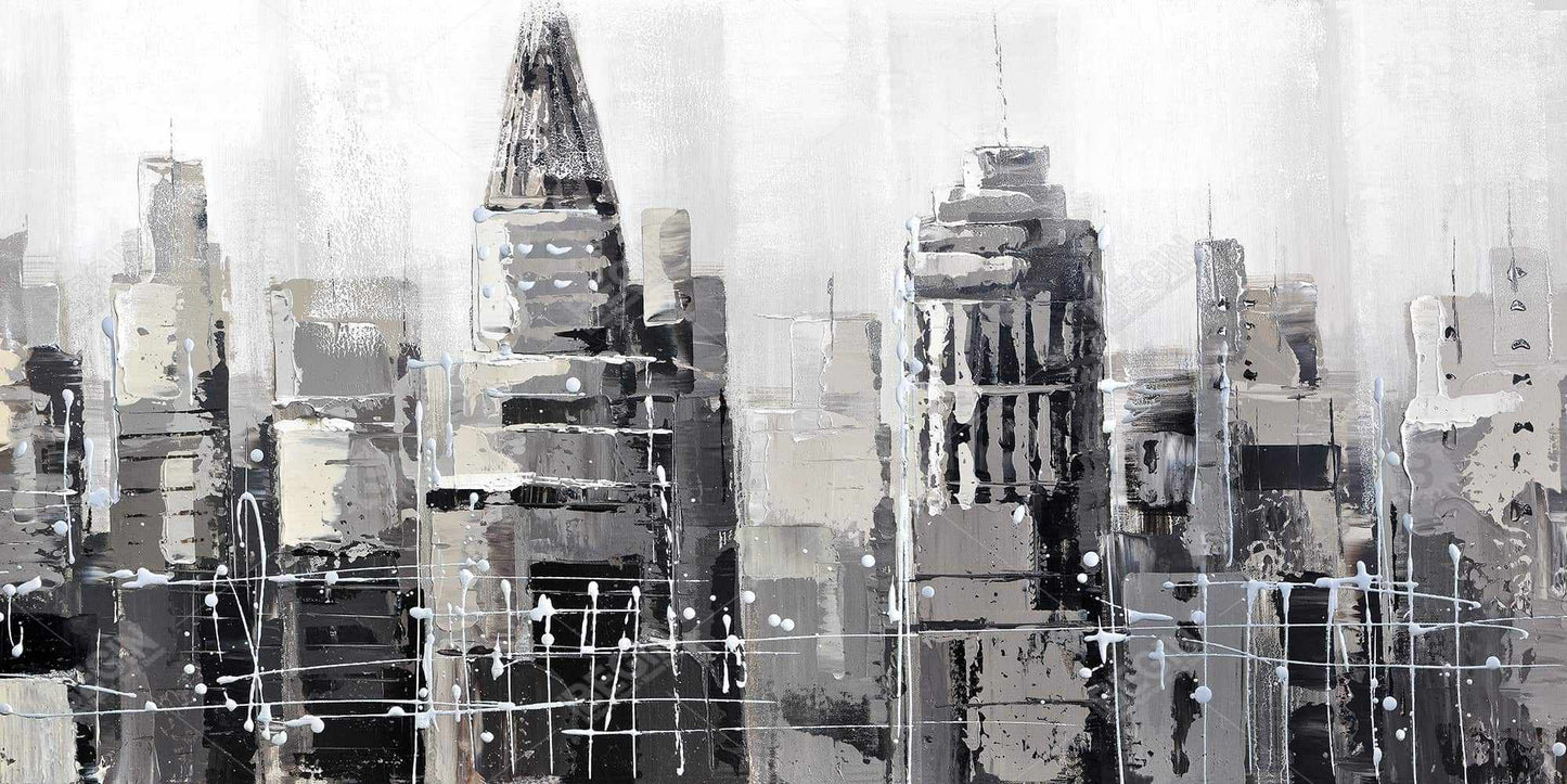 Toile moderne « City grise » : décoration murale pour chambre à coucher