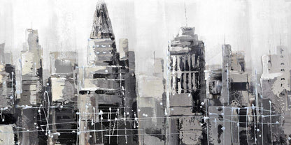 Toile moderne « City grise » : décoration murale pour chambre à coucher