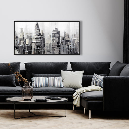 Toile encadrée grise « City Gray » - Décoration murale urbaine