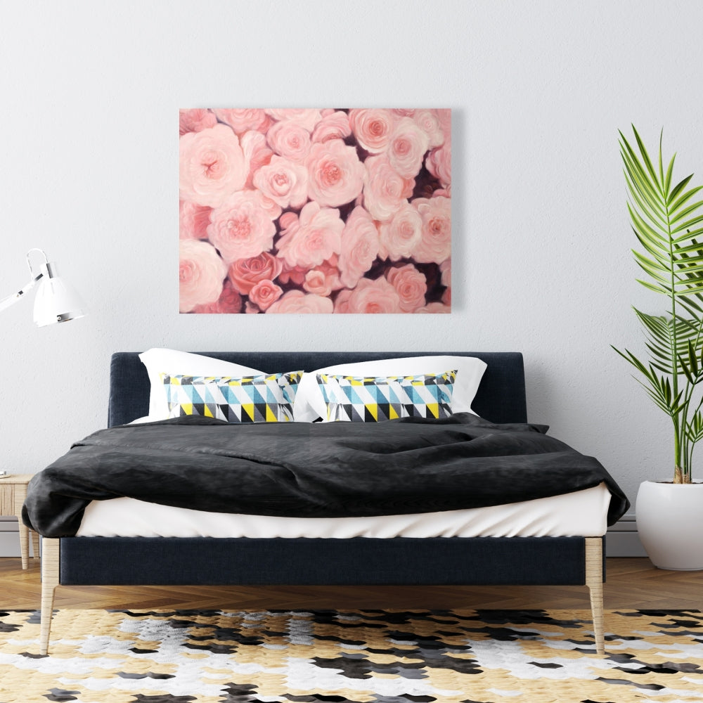 Botanical Pink Flower Field Canvas | Home Decor Wall Art