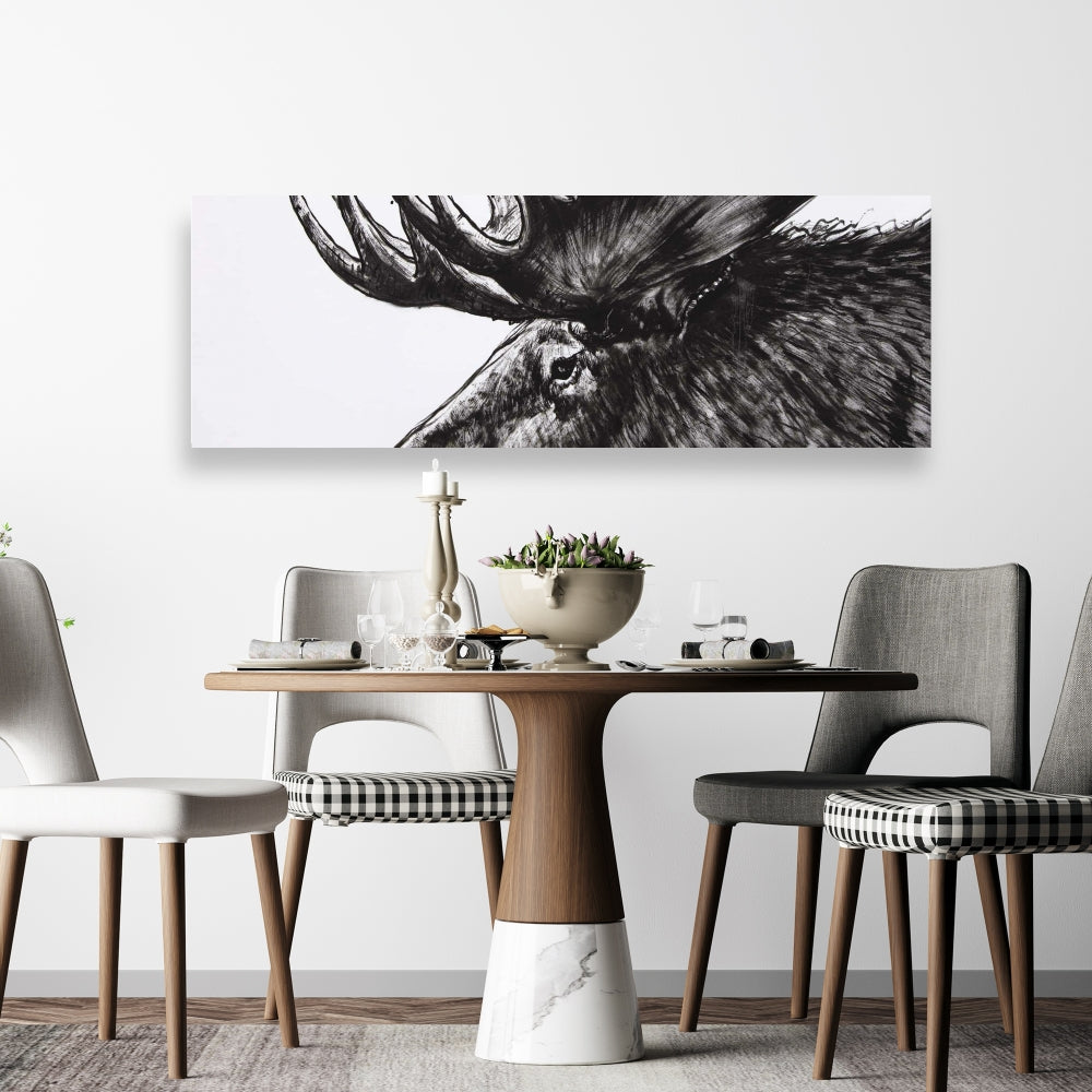 White Deer Rustic Canvas - Moose Plume | Home Decor Art