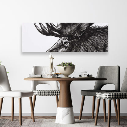 White Deer Rustic Canvas - Moose Plume | Home Decor Art