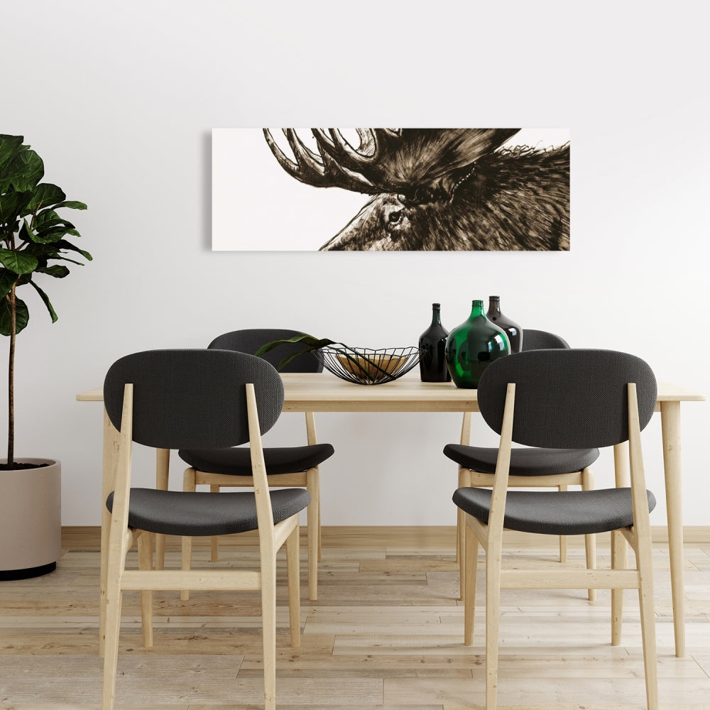 Moose Plume Sepia Canvas | Deer Brown Animals Home Decor