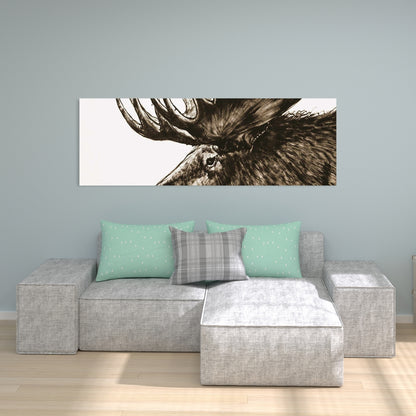 Moose Plume Sepia Canvas | Deer Brown Animals Home Decor