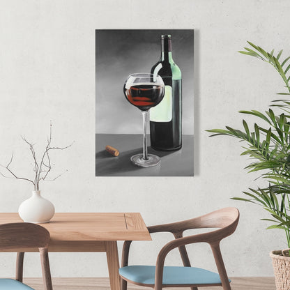 Toile rustique grise | Décoration gourmande pour la maison, bouteille de Bourgogne