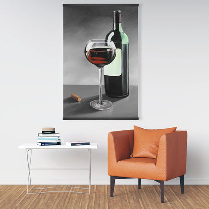 Bottle of Burgundy Canvas | Rustic Gray Magnetic Home Decor