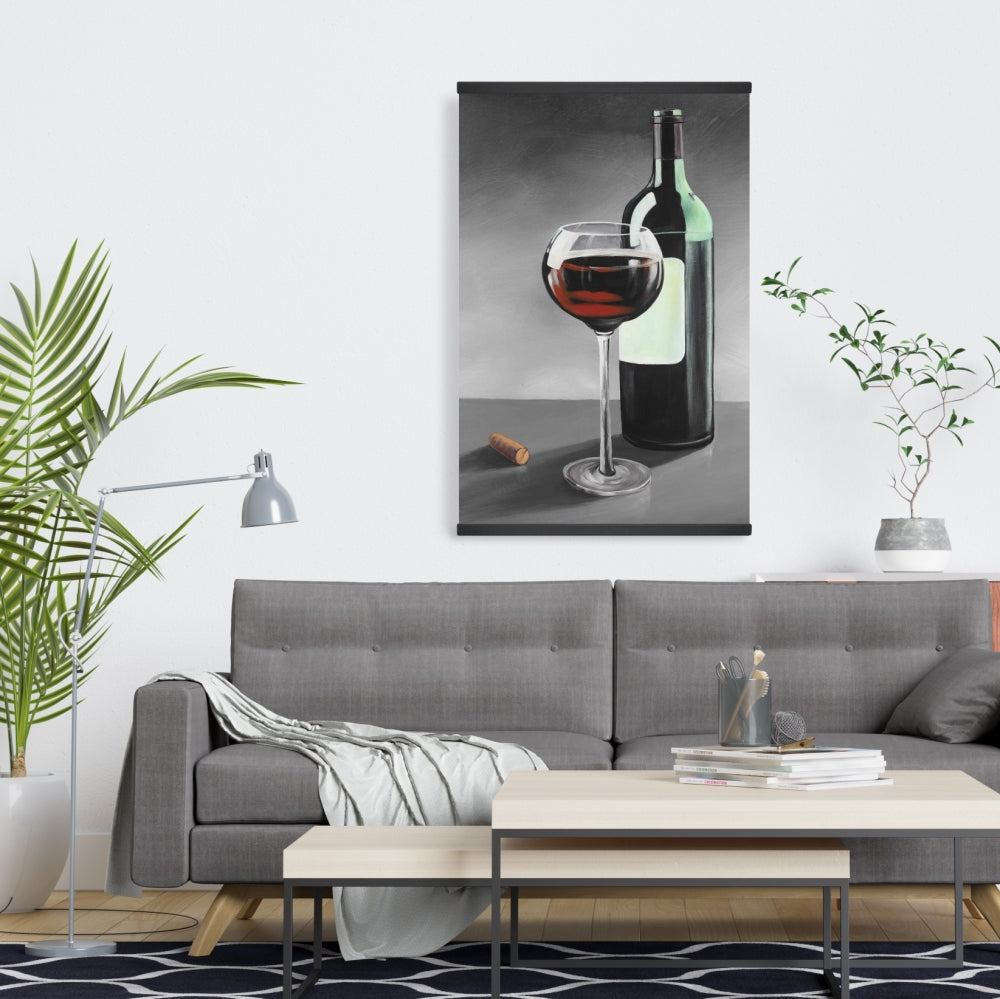 Bottle of Burgundy Canvas | Rustic Gray Magnetic Home Decor