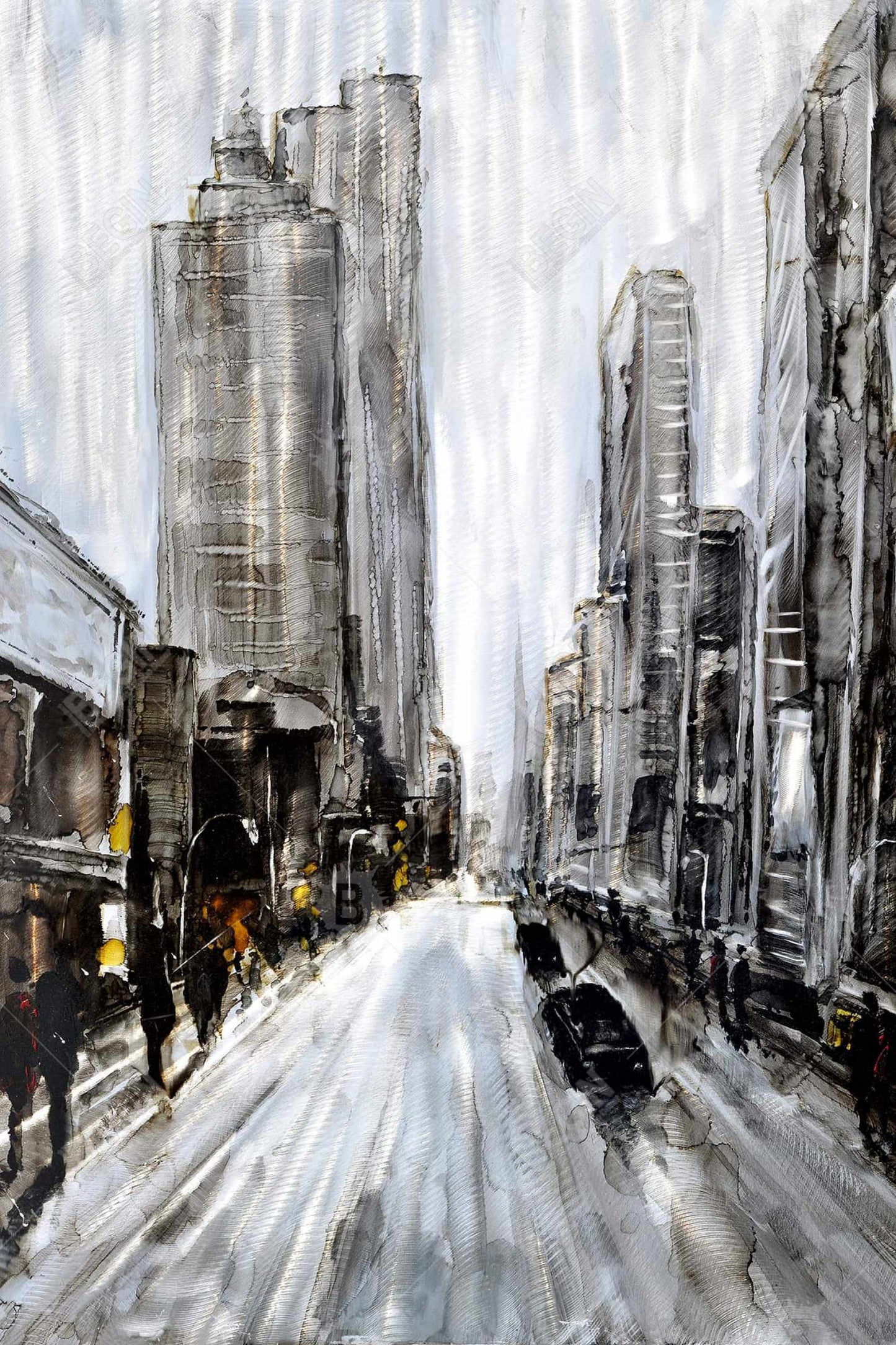 Toile « Rue grise et sombre » : décoration murale encadrée