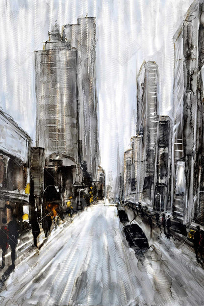 Toile « Rue grise et sombre » : décoration murale encadrée