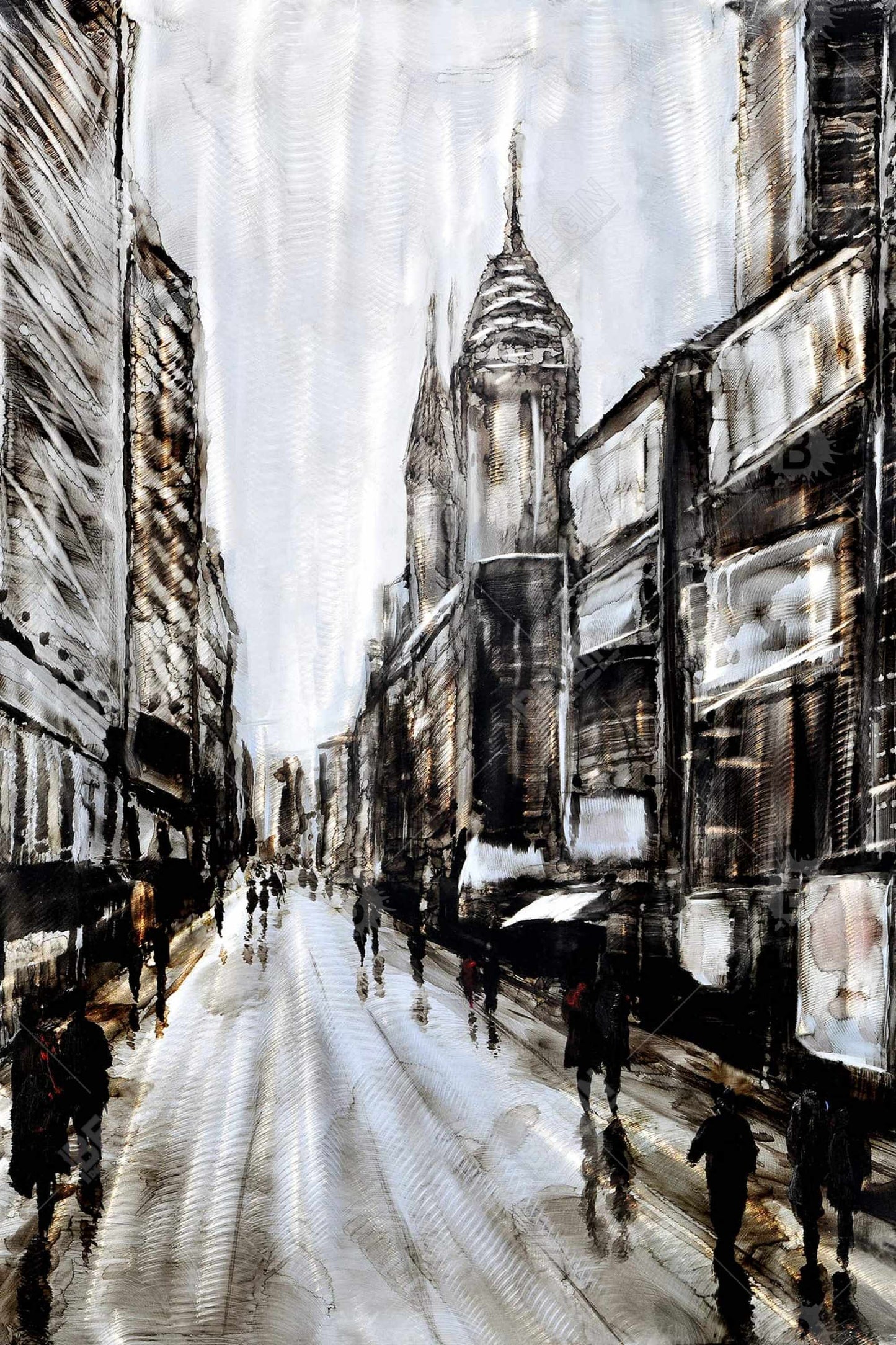 Busy Gray Street Industrial Canvas | Bedroom Home Decor Art