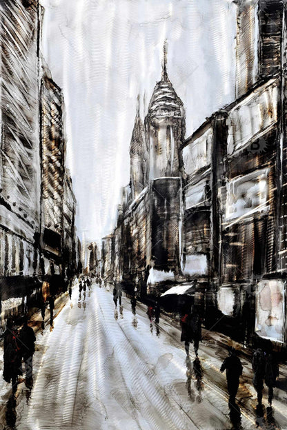 Busy Gray Street Industrial Canvas | Bedroom Home Decor Art