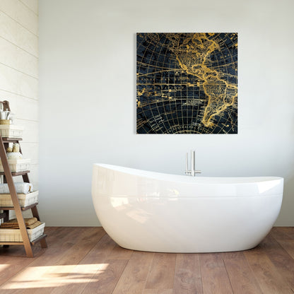 Blue Marine World Map Globe Canvas | Home Decor Wall Art