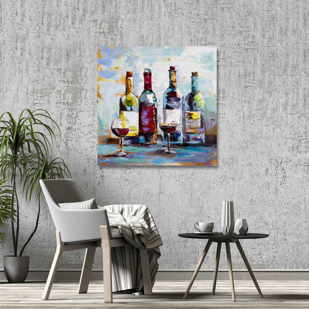 Wine Tasting Blue Canvas - Home Decor Kitchen Art