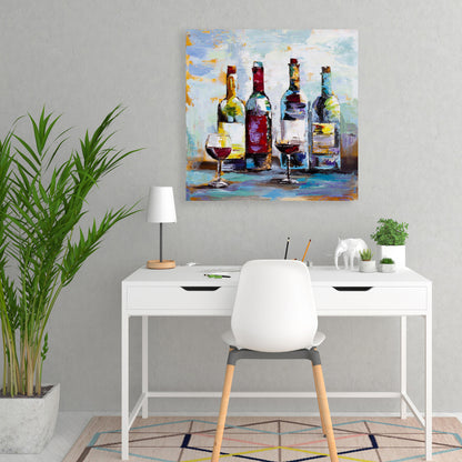 Wine Tasting Blue Canvas - Home Decor Kitchen Art