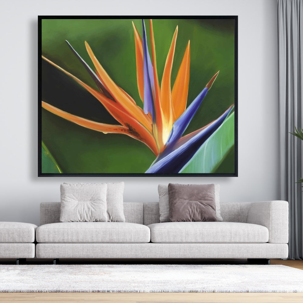 Bird of Paradise Flower Canvas | Green Botanical Home Decor