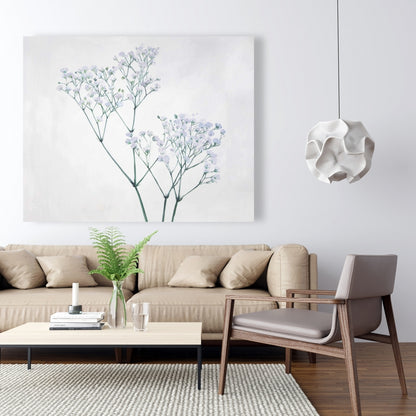 Toile minimaliste gypsophile bleue | Décoration de chambre