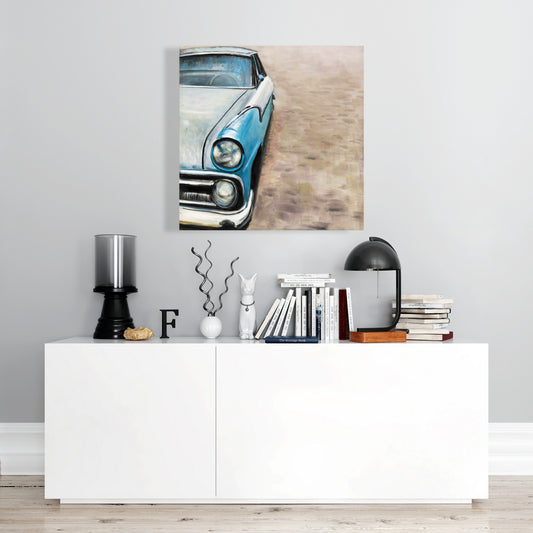 Old Classic Car Canvas | Blue Bedroom Decor | Home Wall Art