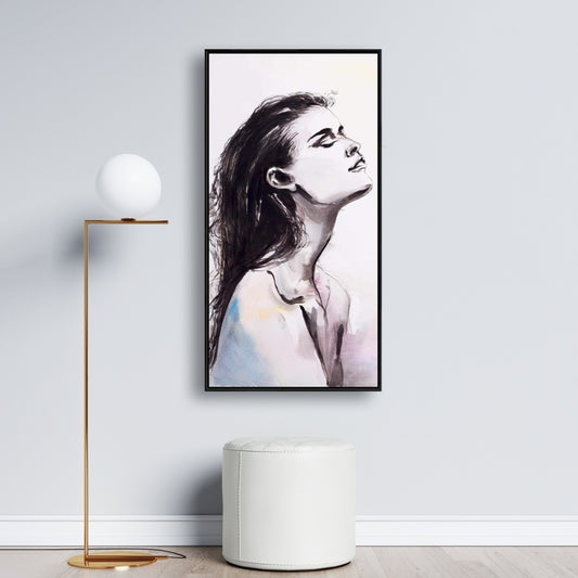 Toile encadrée violette « Peau nue » | Décoration beauté figurative