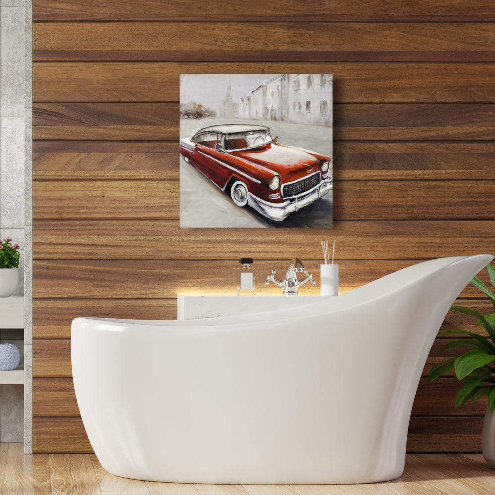 Vintage Classic Car Canvas | Red Wall Art for Home Decor