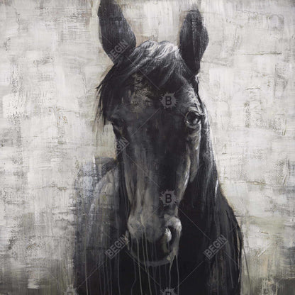 Black Horse Farm Animals Framed Canvas - Home Decor Bedroom