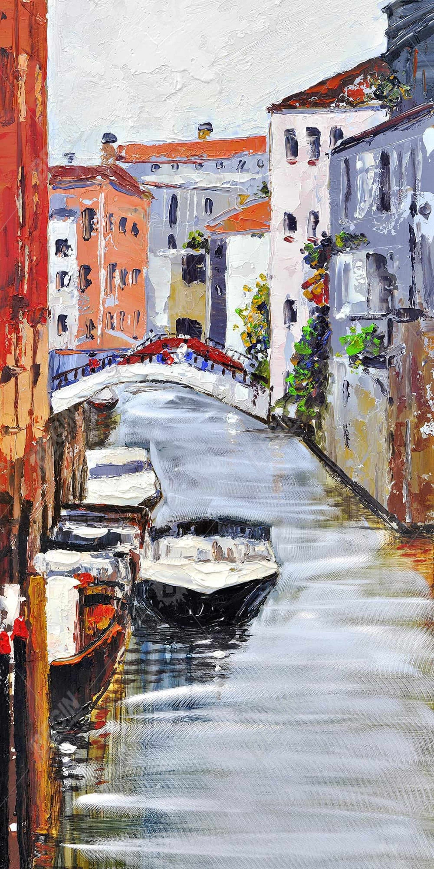 Venetian Landscape Canvas | Contemporary Boat Bedroom Decor